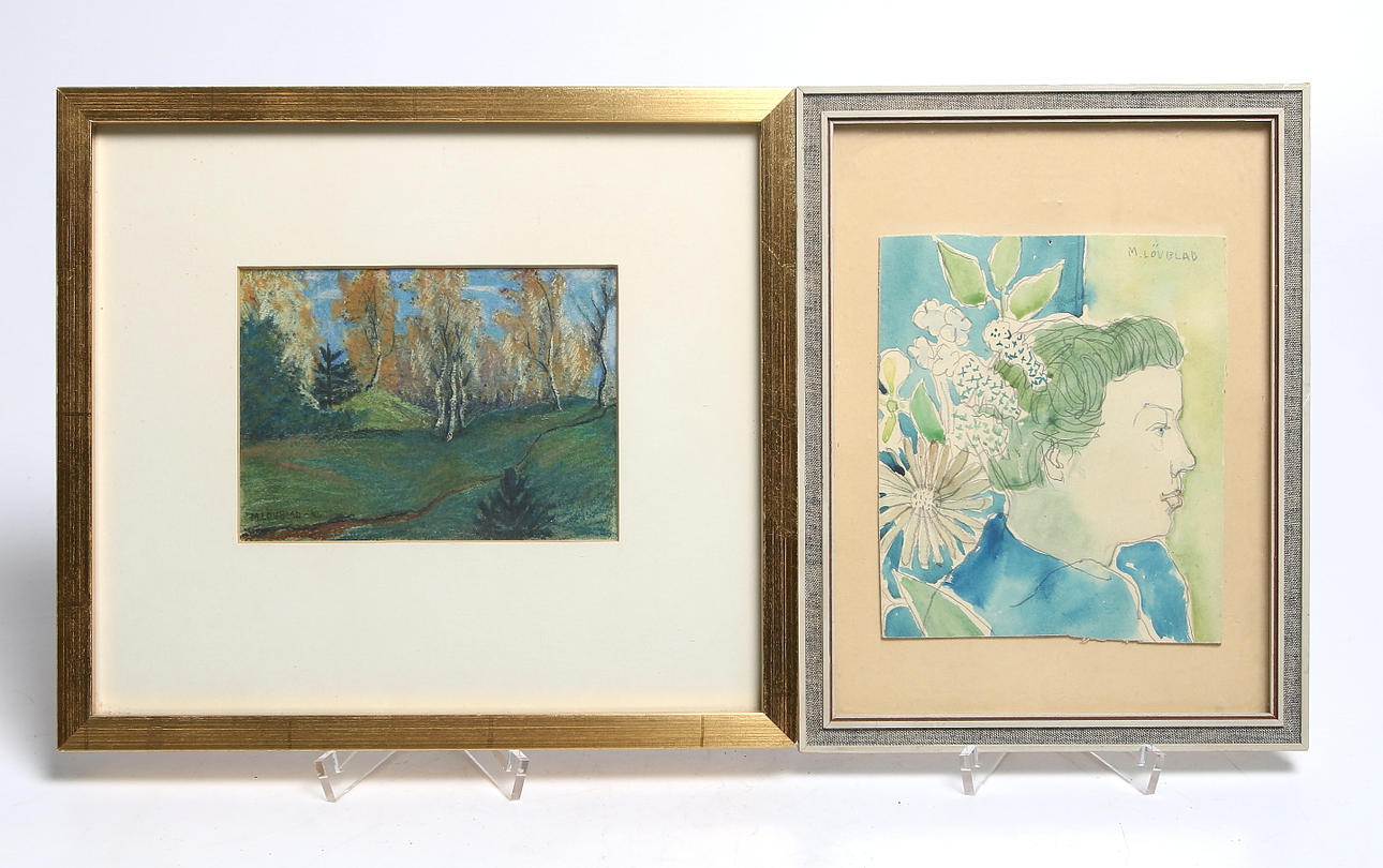 MARCUS LÖVBLAD. Akvarell samt gouache, signerad och varav en daterad -44.