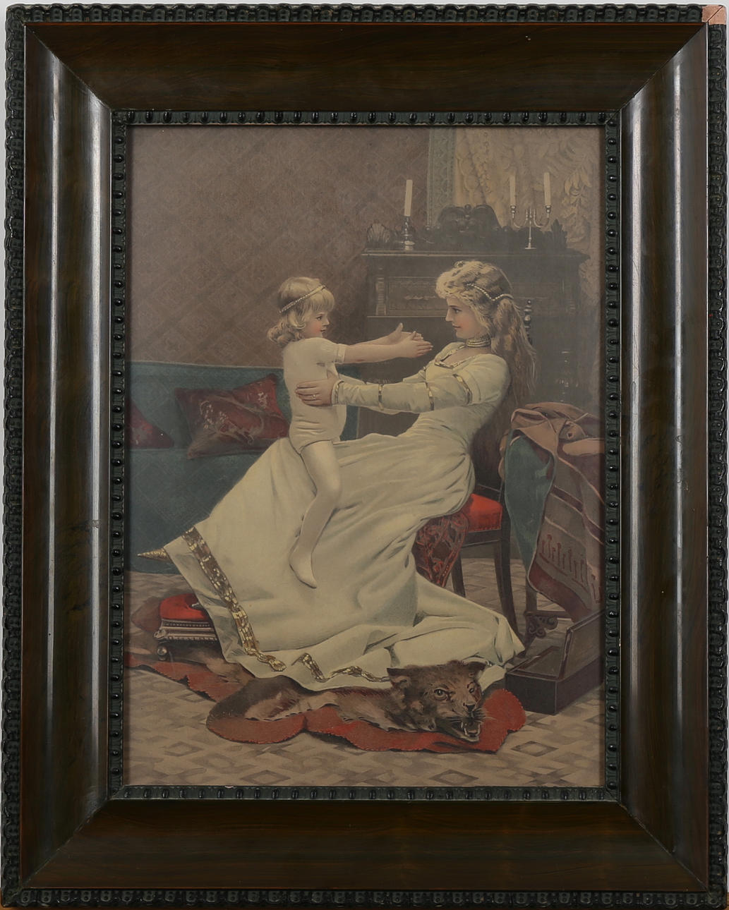 OLJETRYCK, efter målning av Albert Edelfelt från 1877. "Drottning Blanka eller Rida rida ranka", 1900-talets första decennier.