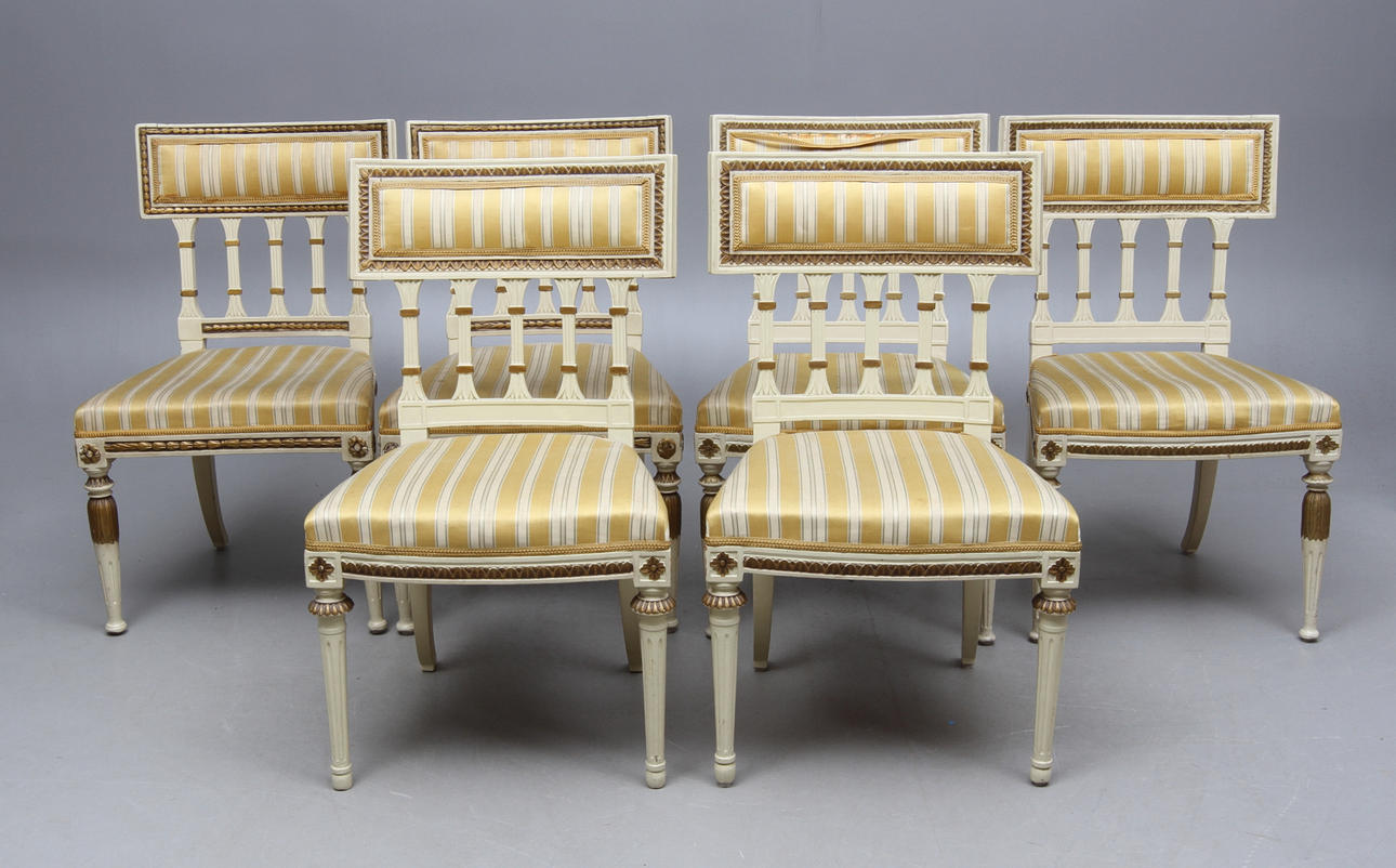 STOLAR, 6 st, snarlika, sengustavianska, omkring 1800.