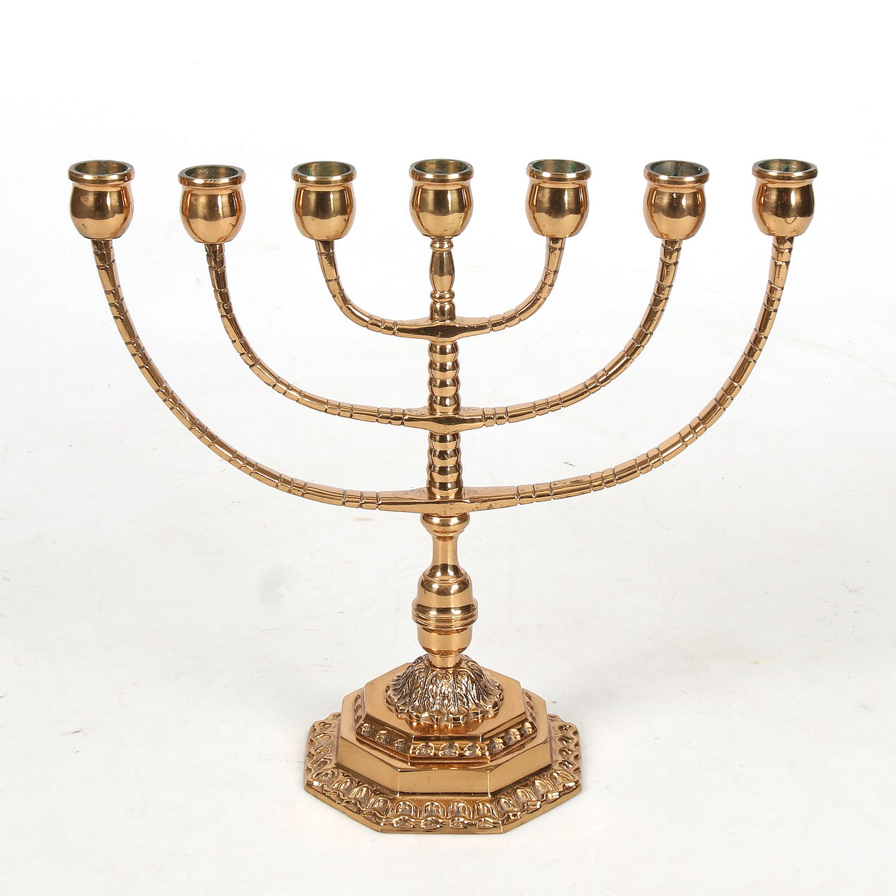 KANDELABER, mässing, ”Menora”. 1900-tal.