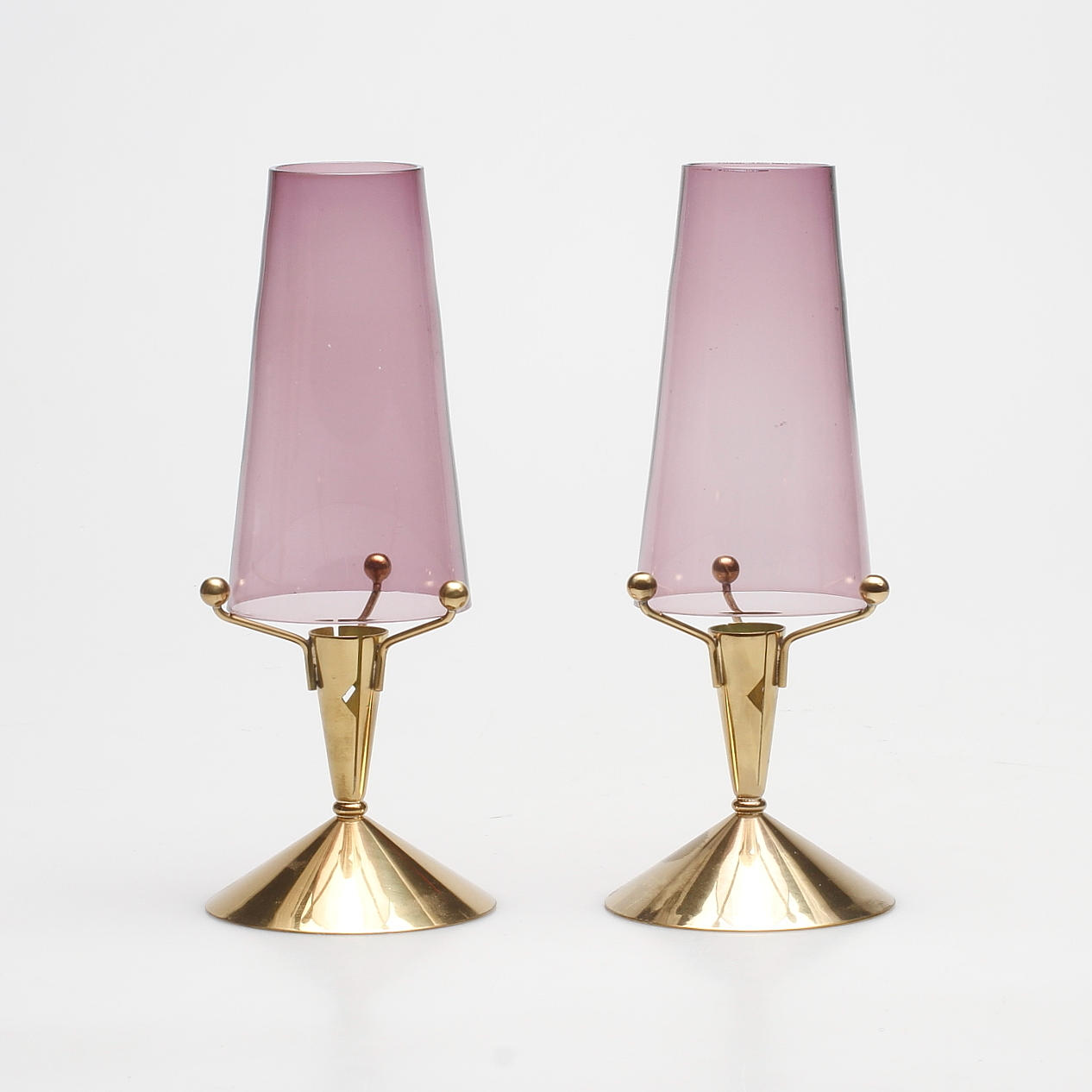 LJUSSTAKAR, ett par, mässing, Gunnar Ander, Ystad metall.