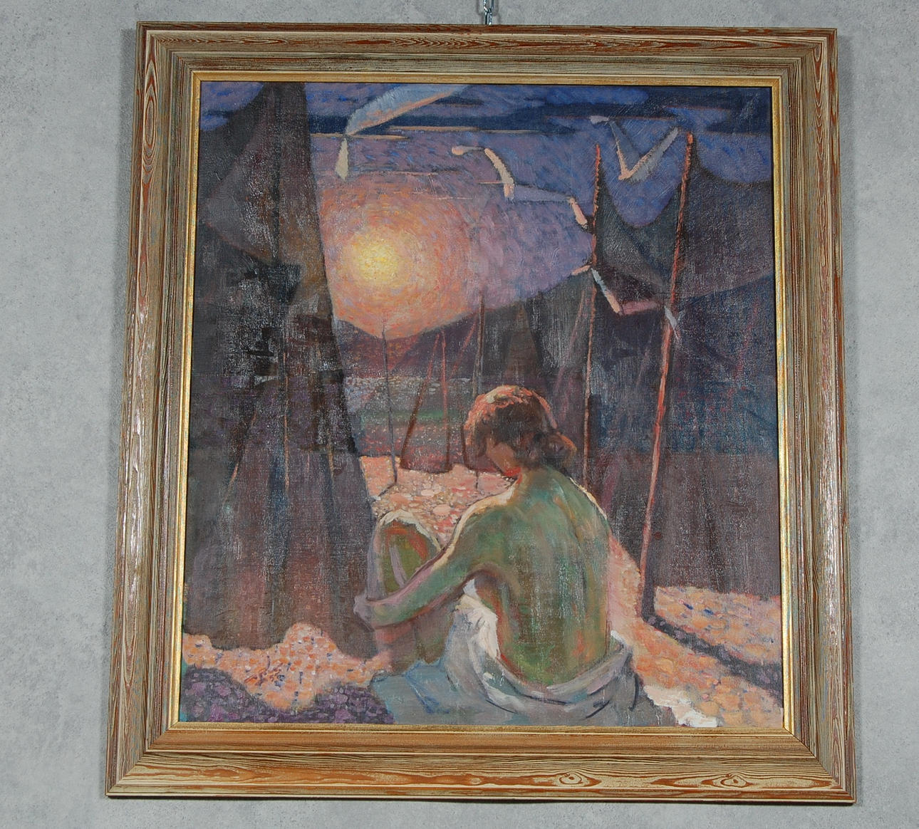 GÖTE REX. Kvinna på standen. Olja på duk.