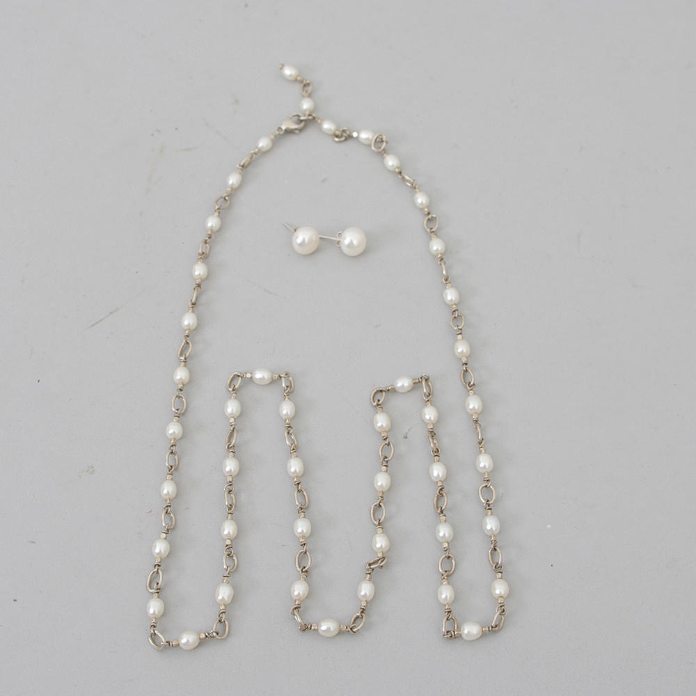 GARNITYR, silver/pärlor.