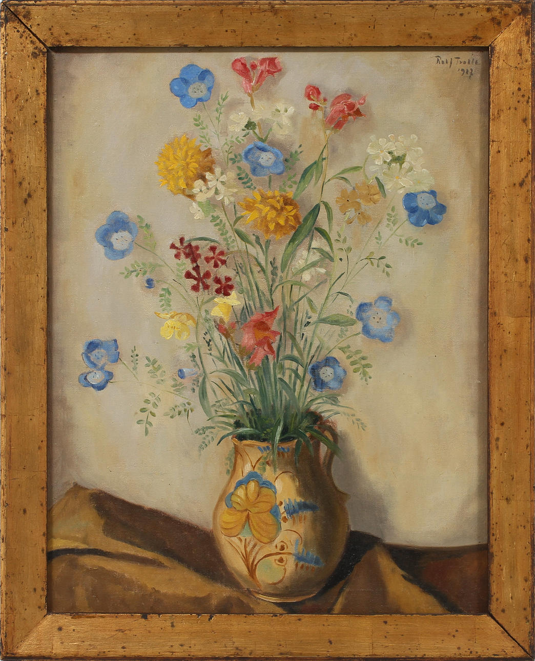 ROLF TROLLE. Blomsterstilleben, olja på duk, signerad och daterad 1922.