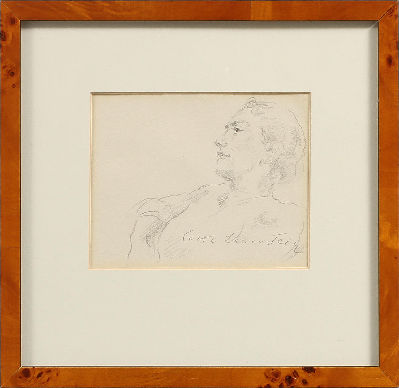 LOTTE LASERSTEIN. Porträtt, teckning, signerad.