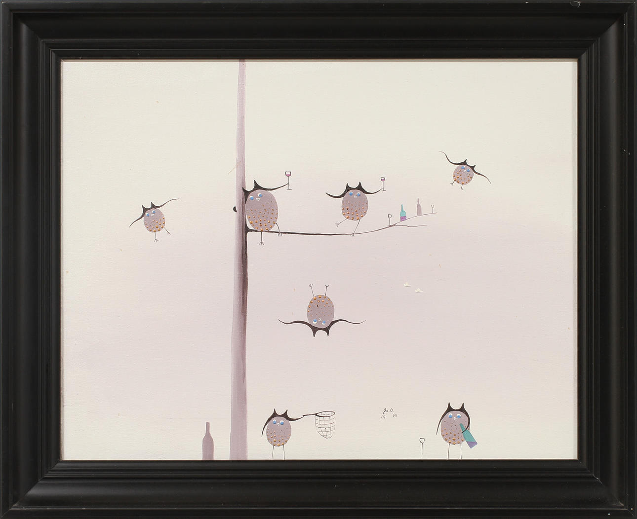 OIDENTIFIERAD KONSTNÄR. blandteknik, monogramsignerad B.O, daterad 1981.