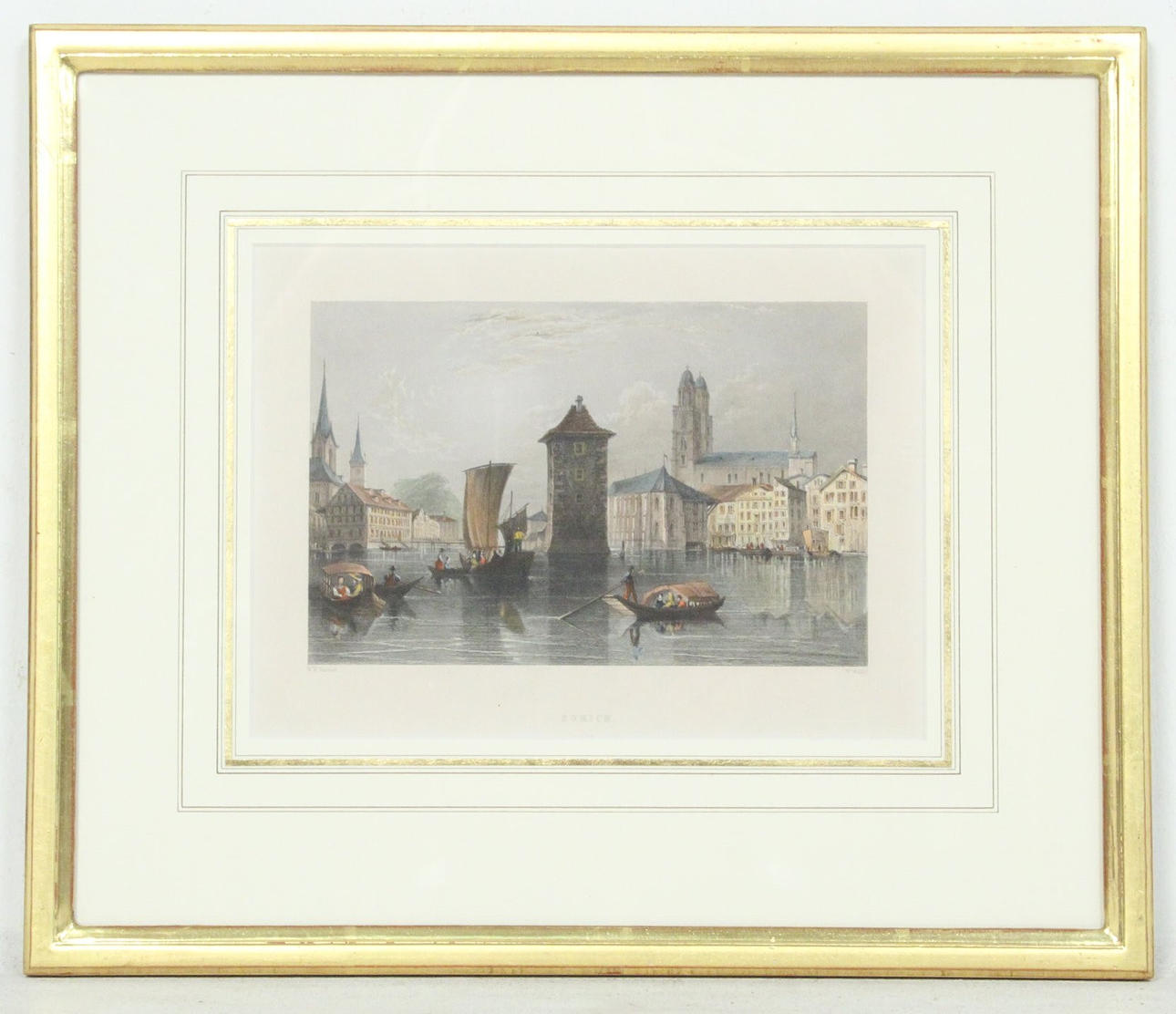 W.H. BARTLETT. Efter. 'Zürich', stålgravyr, ca 1836.