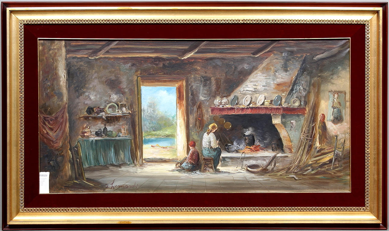 OIDENTIFIERAD KONSTNÄR. Olja på duk, signerad Leonardi Arnoldo.