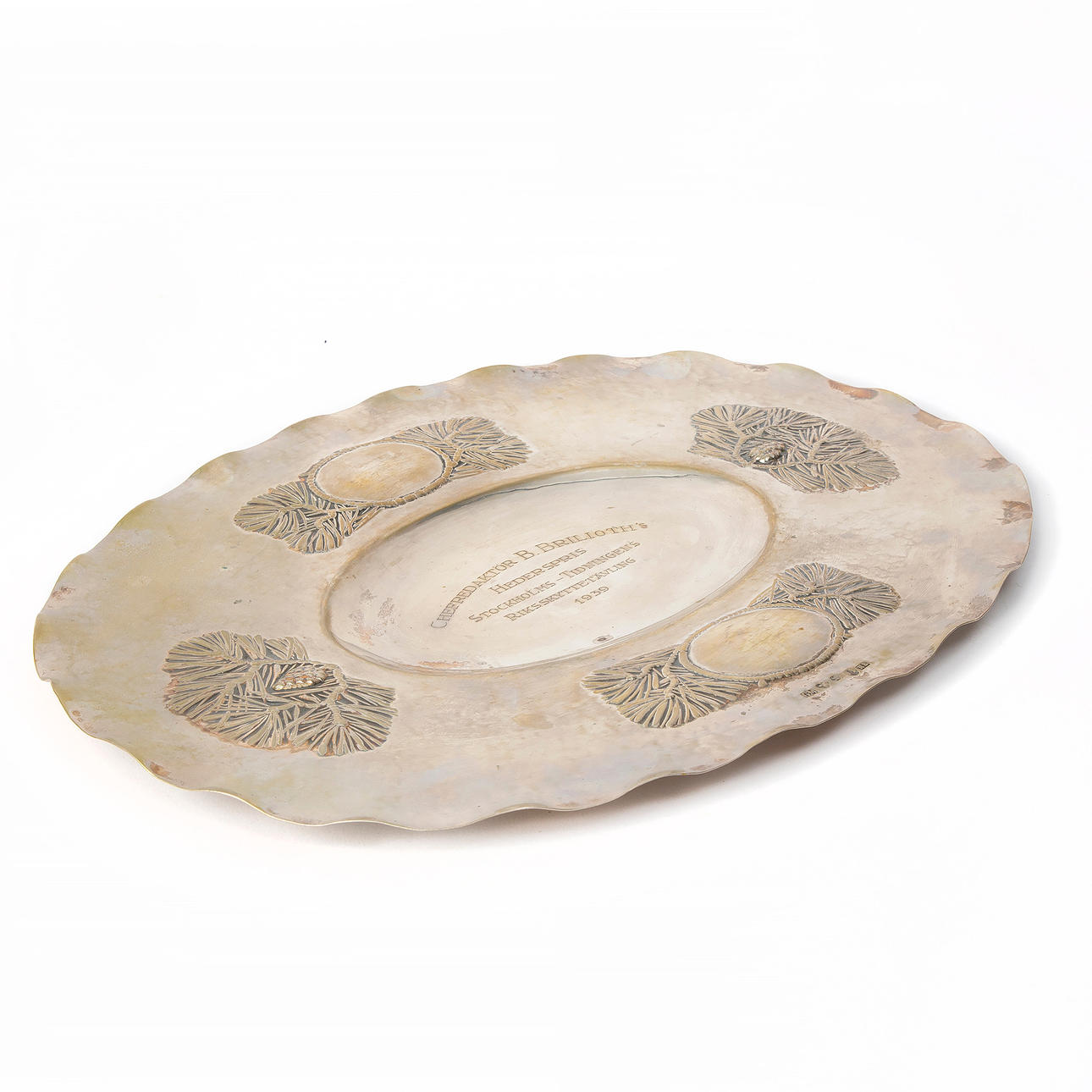 GIFT PLATE, silver, Markenius, 1939.