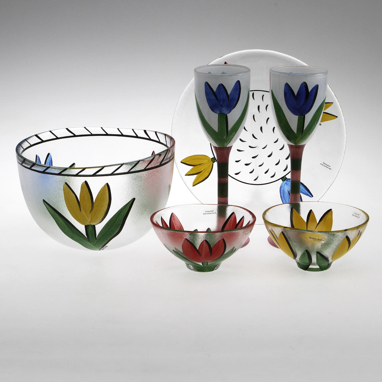 SKÅLAR, FAT samt VINGLAS, Ulrika Hydman Vallien, Kosta Boda.