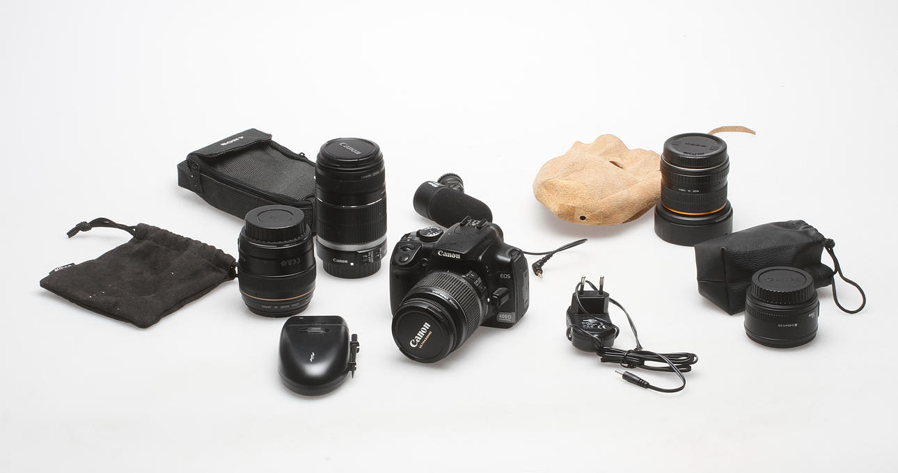 DIGITAL SYETEMKAMERA, 5 objektiv, kamerahus, eos 400D, Bla Canon.