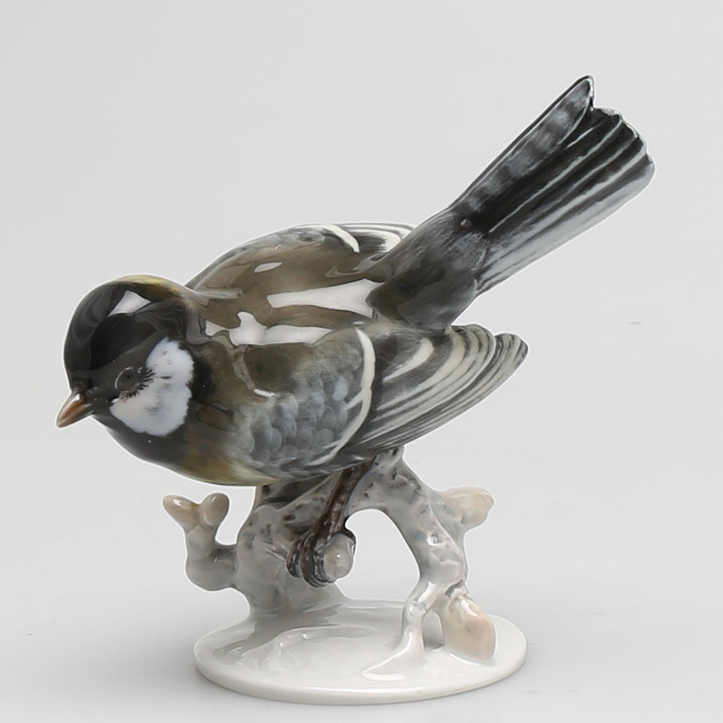 FIGURIN i porslin, "Kohlmeise" F Heidenreich, Rosenthal, Tyskland.