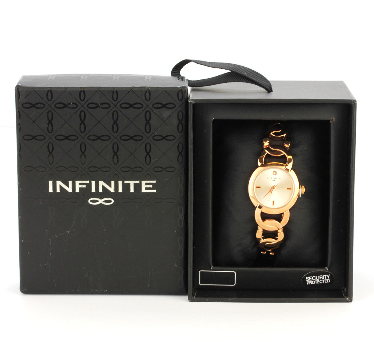 LADY'S ROSE GOLD PLATED INFINITE WATCH.