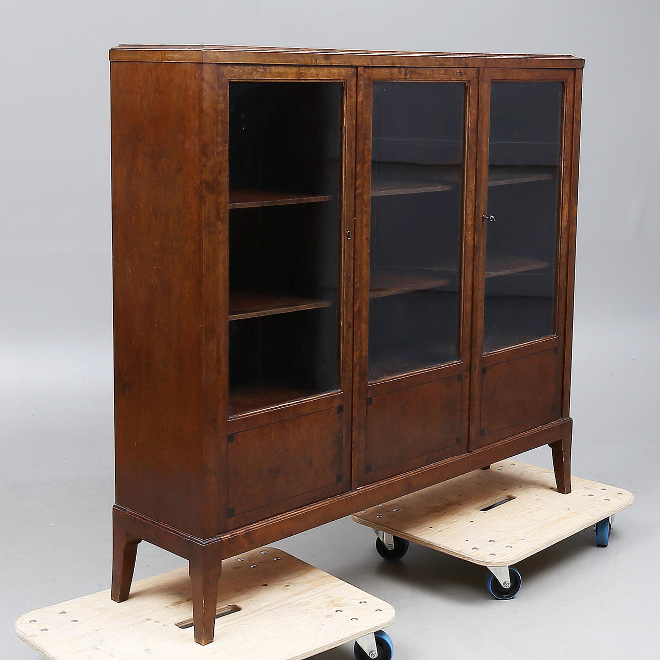 BOOKCASE, dark veneered birch, 1930s-40s.