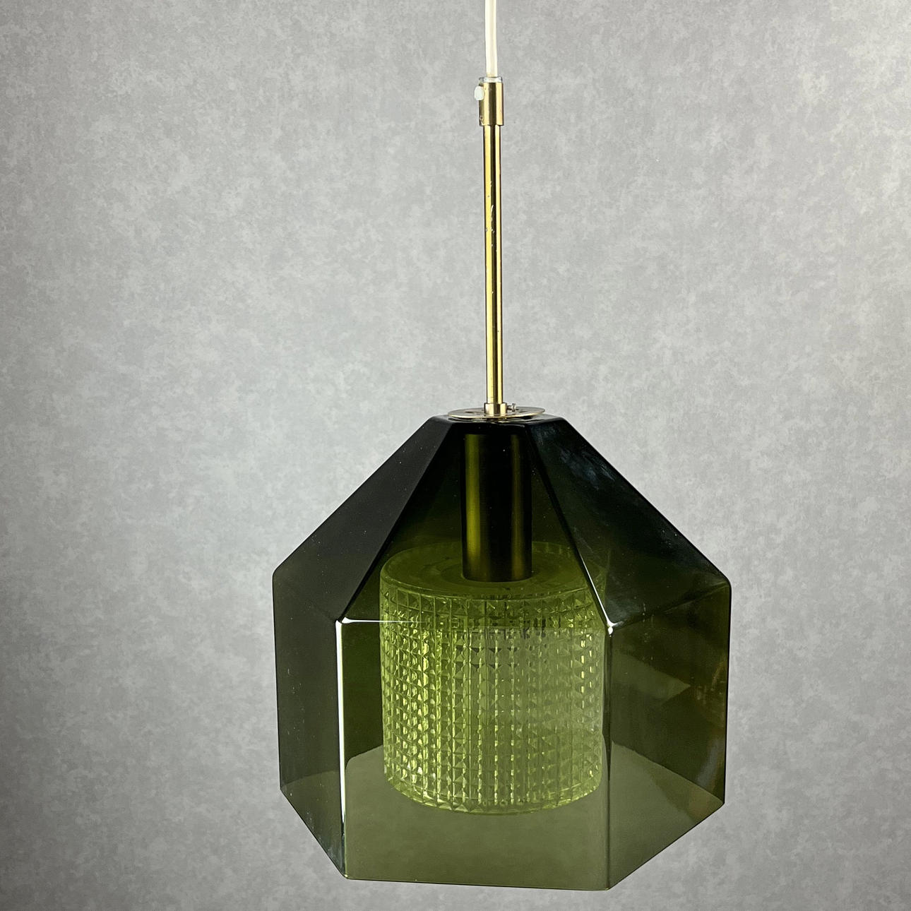 CARL FAGERLUND. Deckenlampe, Glas, Messing, Orrefors, 1900.