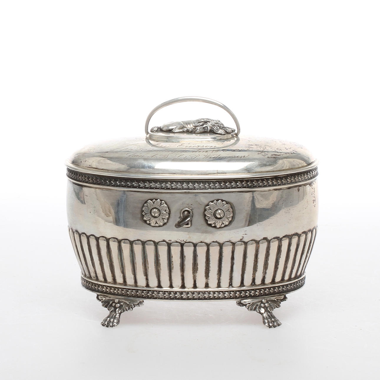 SOCKERSKRIN, silver, gustaviansk stil, Hallbergs GAB, 1907.