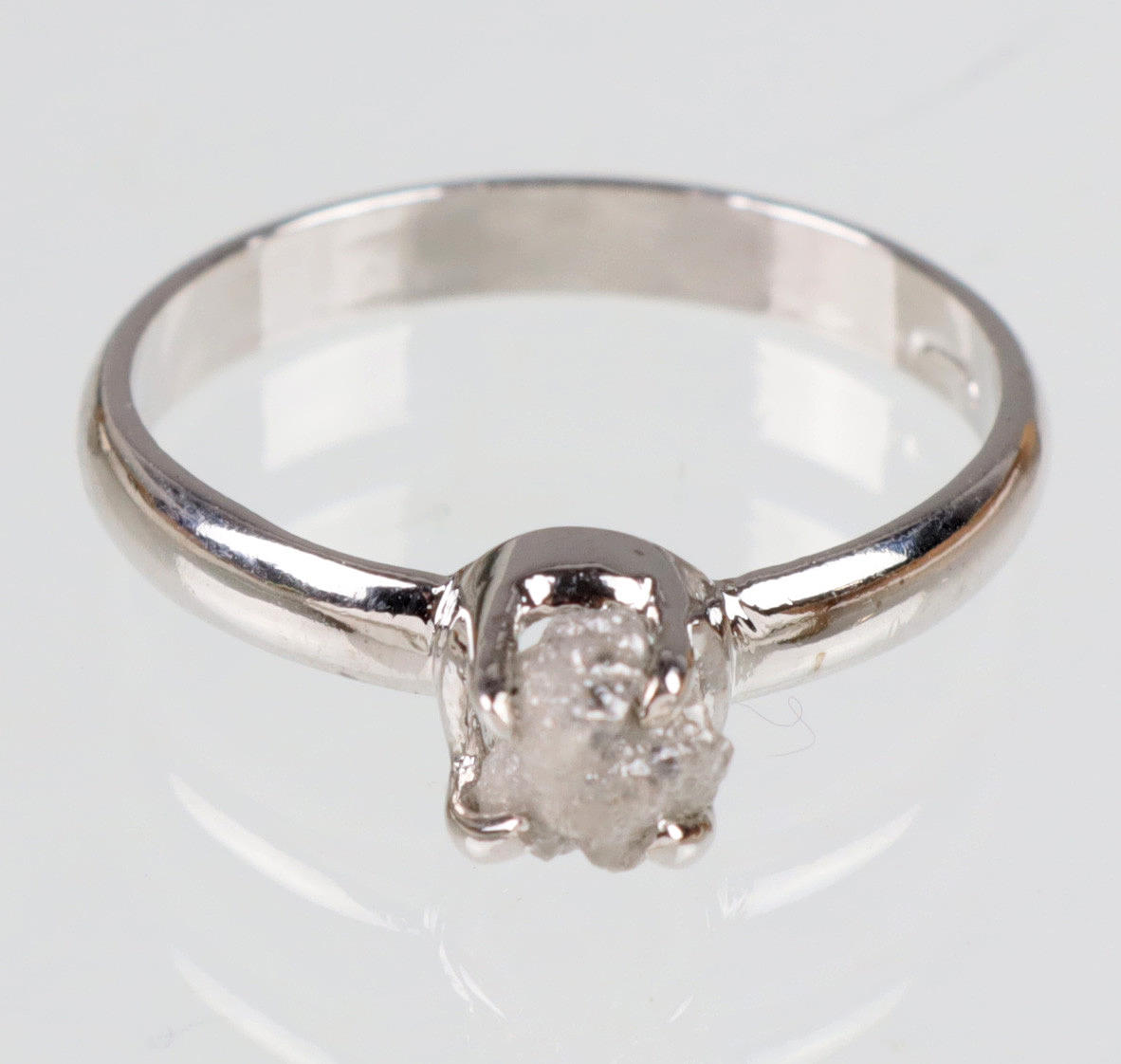 RING MIT ROH DIAMANT, SILBER 800.