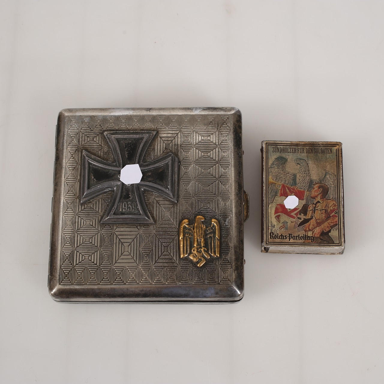ww2 german cigarette case CIGARETTE CASE, metal, WW2, Germany, and MATCH BOX Germany. Silver & Metals  - Other metals