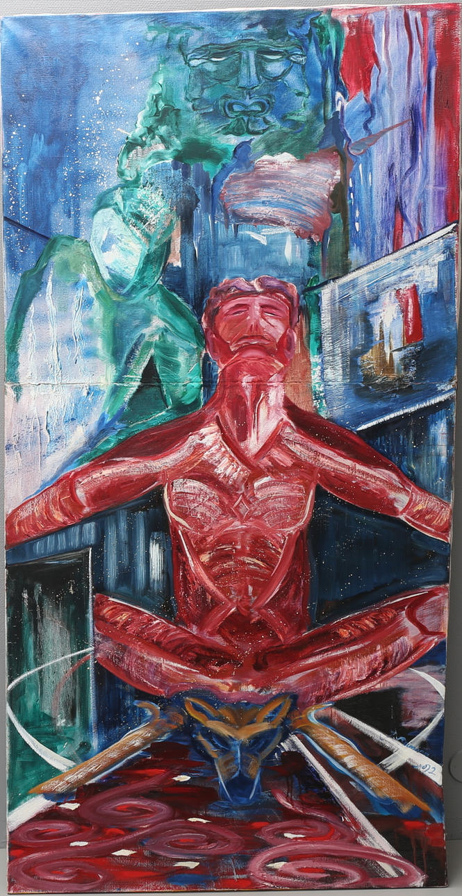 JESPER REIMANN. "Shaman". Olja på duk, signerad J. Reimann och daterad -92.