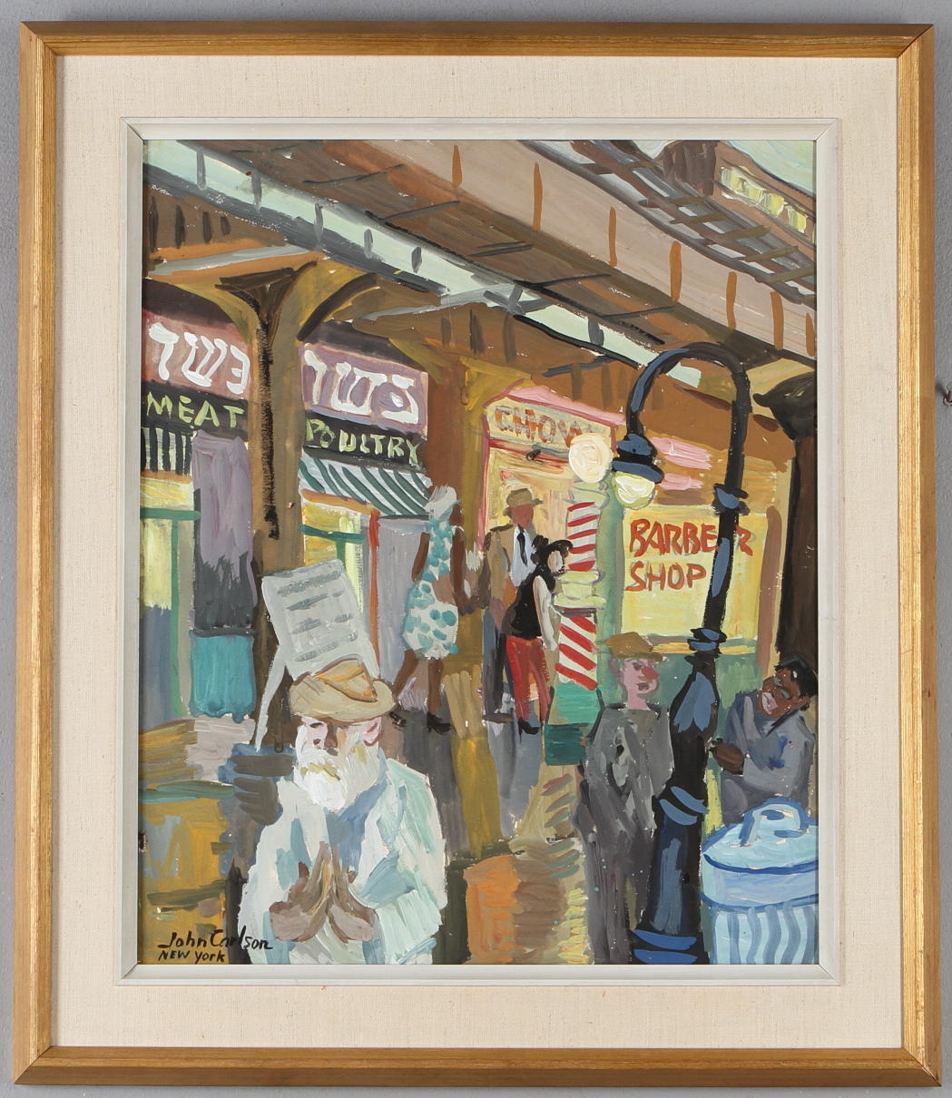 JOHN CARLSON. "New York", blandteknik på papper, signerad.