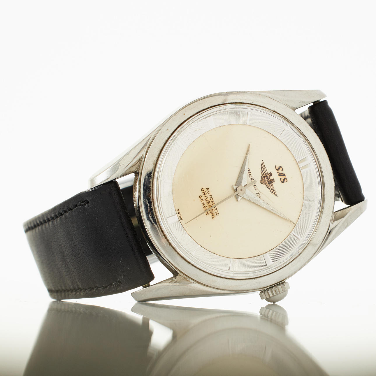 UNIVERSAL GENEVE, armbandsur, Polarouter, stål, 1950-tal.