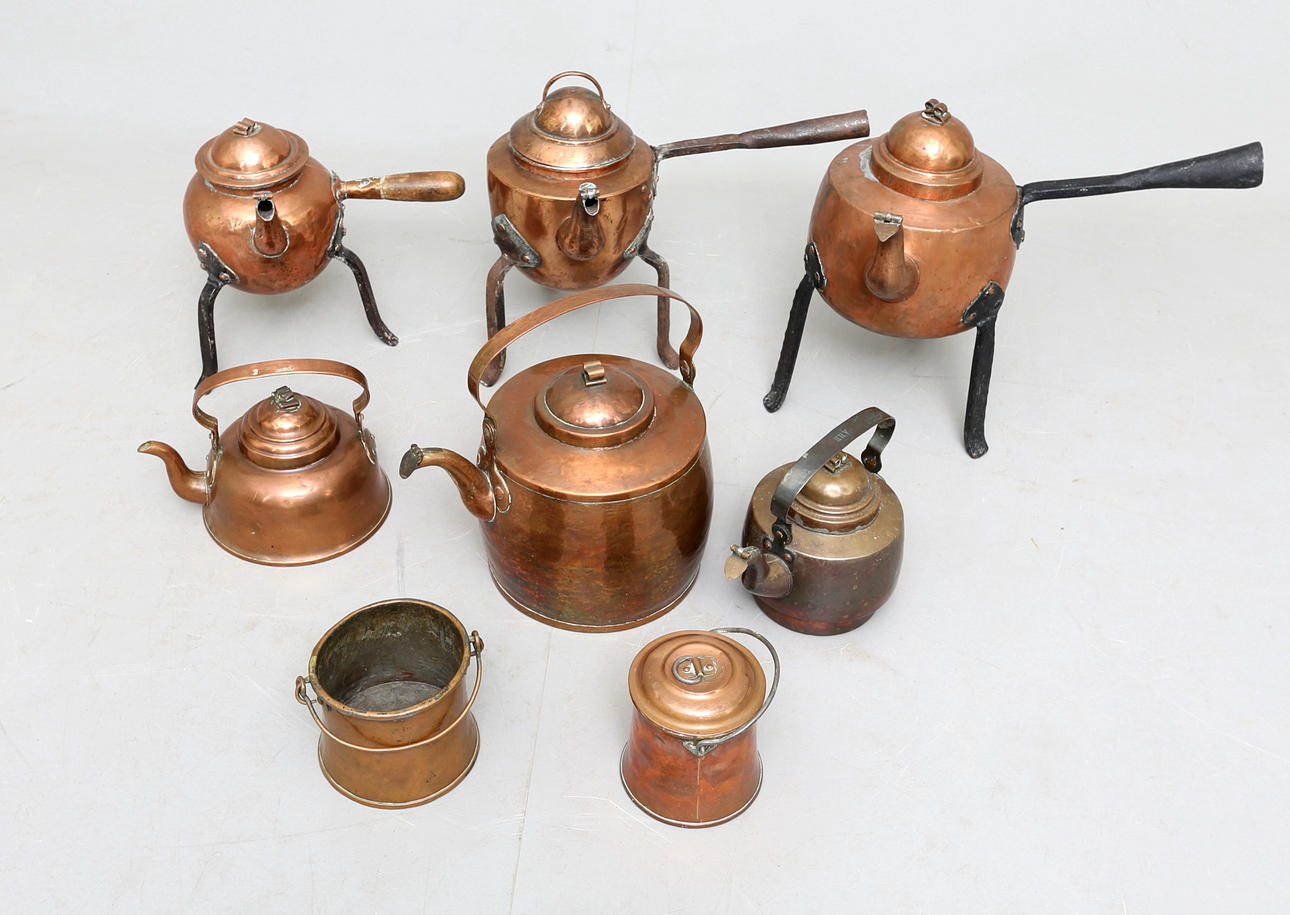 KOPPARFÖREMÅL, 8 delar, 18/1900-tal.