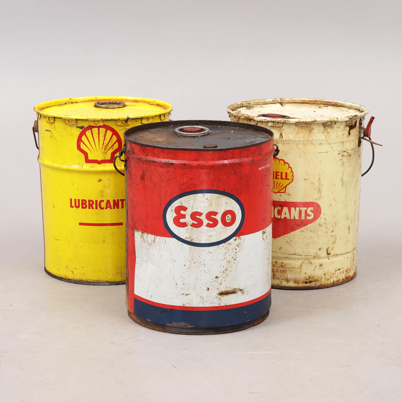 BARRIL DE ACEITE, 3 PIEZAS, Shell y ESSO, 1900.