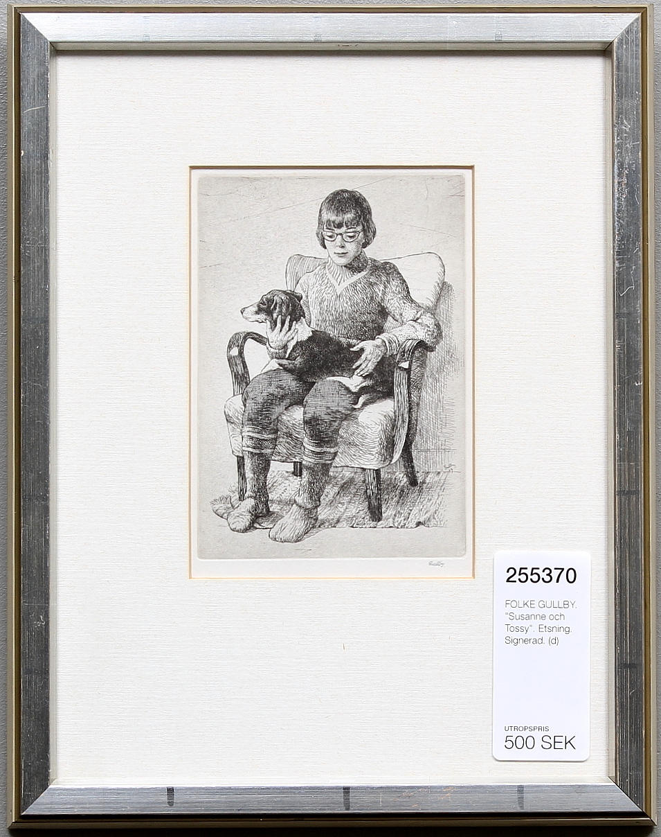 FOLKE GULLBY. "Susanne och Tossy". Etsning. Signerad.