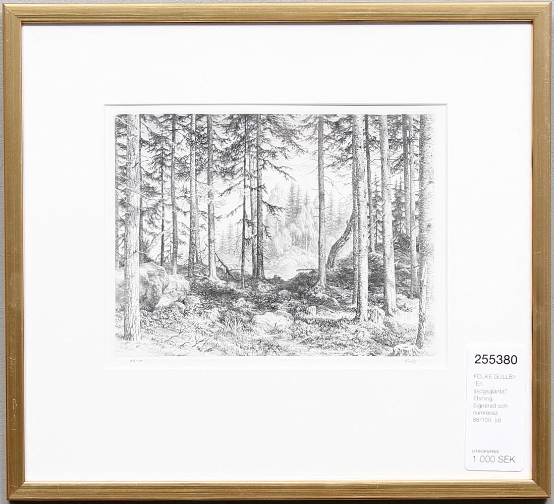 FOLKE GULLBY. "En skogsglänta". Etsning. Signerad och numrerad 88/100.