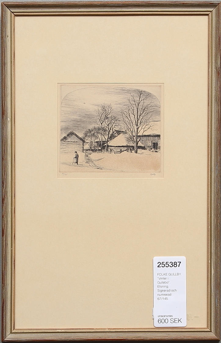 FOLKE GULLBY. "Vinter i Gullebo". Etsning. Signerad och numrerad 67/145.
