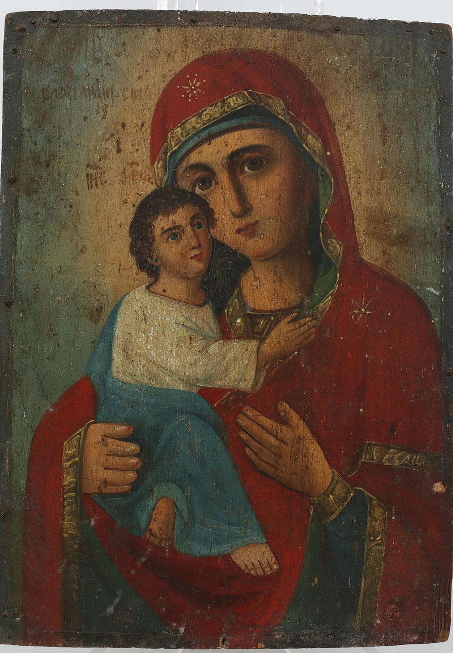 IKON, tempera på trä, Den högerhänta Madonnan, Ryssland, 1800-1900-tal.