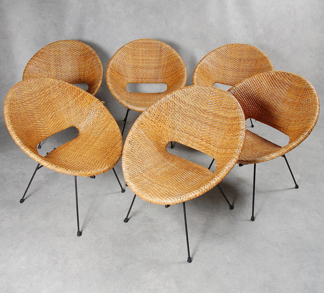 TRÄDGÅRDSSTOLAR, 6 st, rotting, järn.