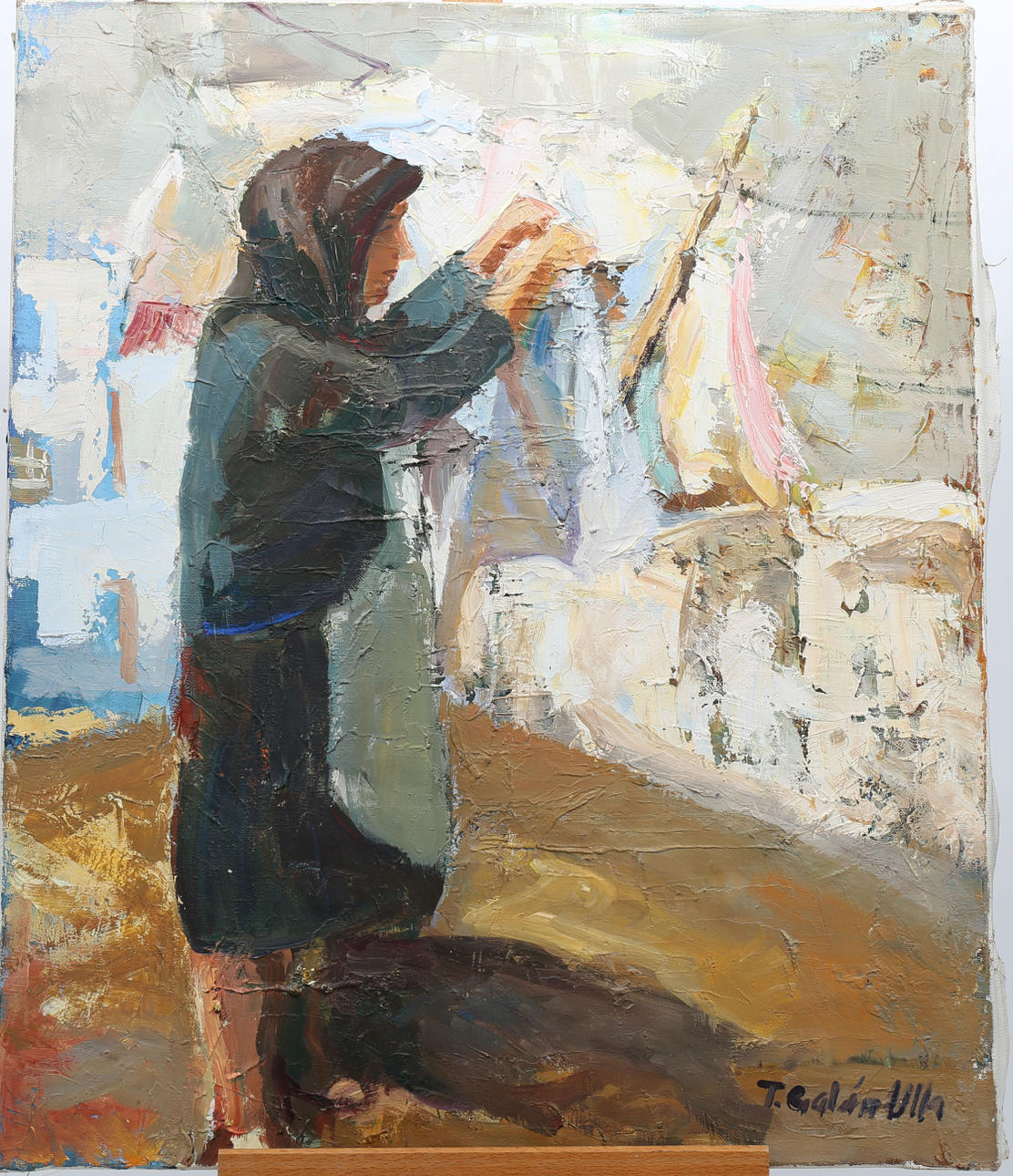 TEOFILO GALÁN ULLA. Olja på duk, Sydländsk kvinna, signerad T Galán Ulla.