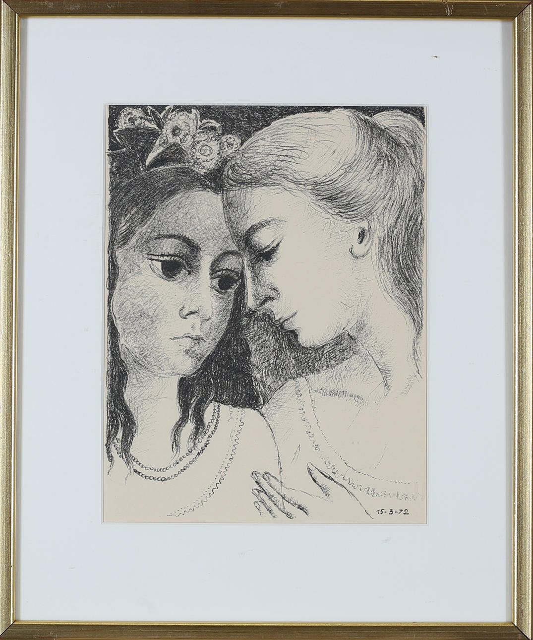 PAUL DELVAUX (1897-1994). Lithograph, "Confidences", unsigned.