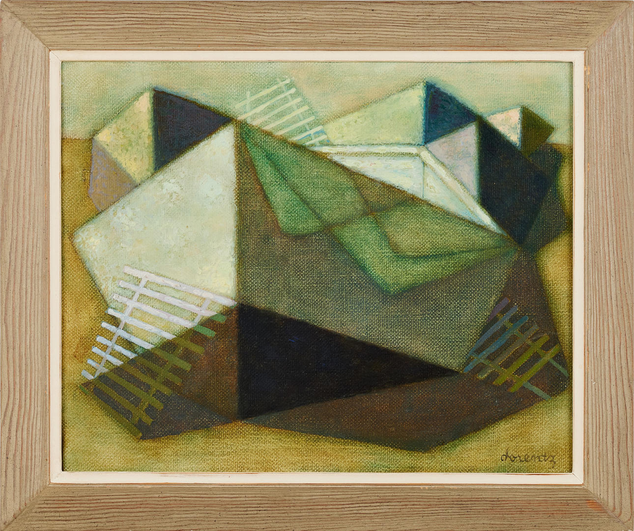 WALDEMAR LORENTZON. "Composition with boats", oil on canvas, signed Lorentz, dated verso, year 1960.