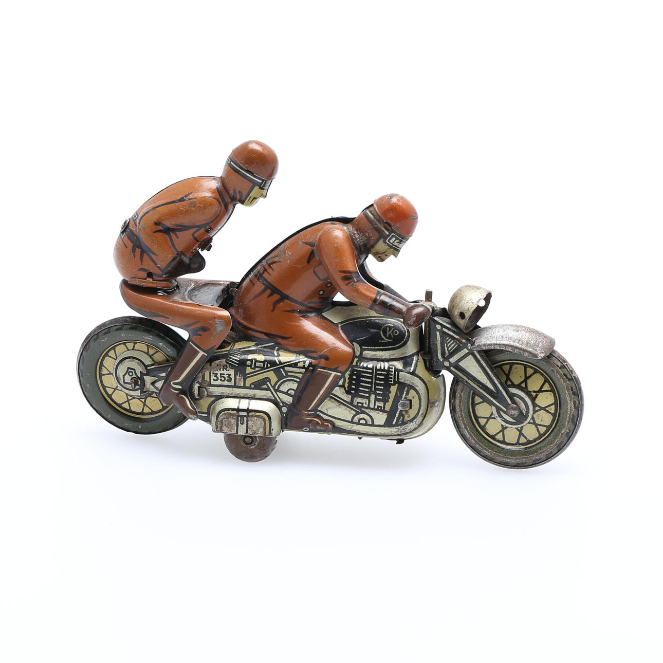 LEKSAKSMOTORCYKEL, litograferad plåt, CKO, Kellerman, nr 353, Tyskland, 1930-tal.