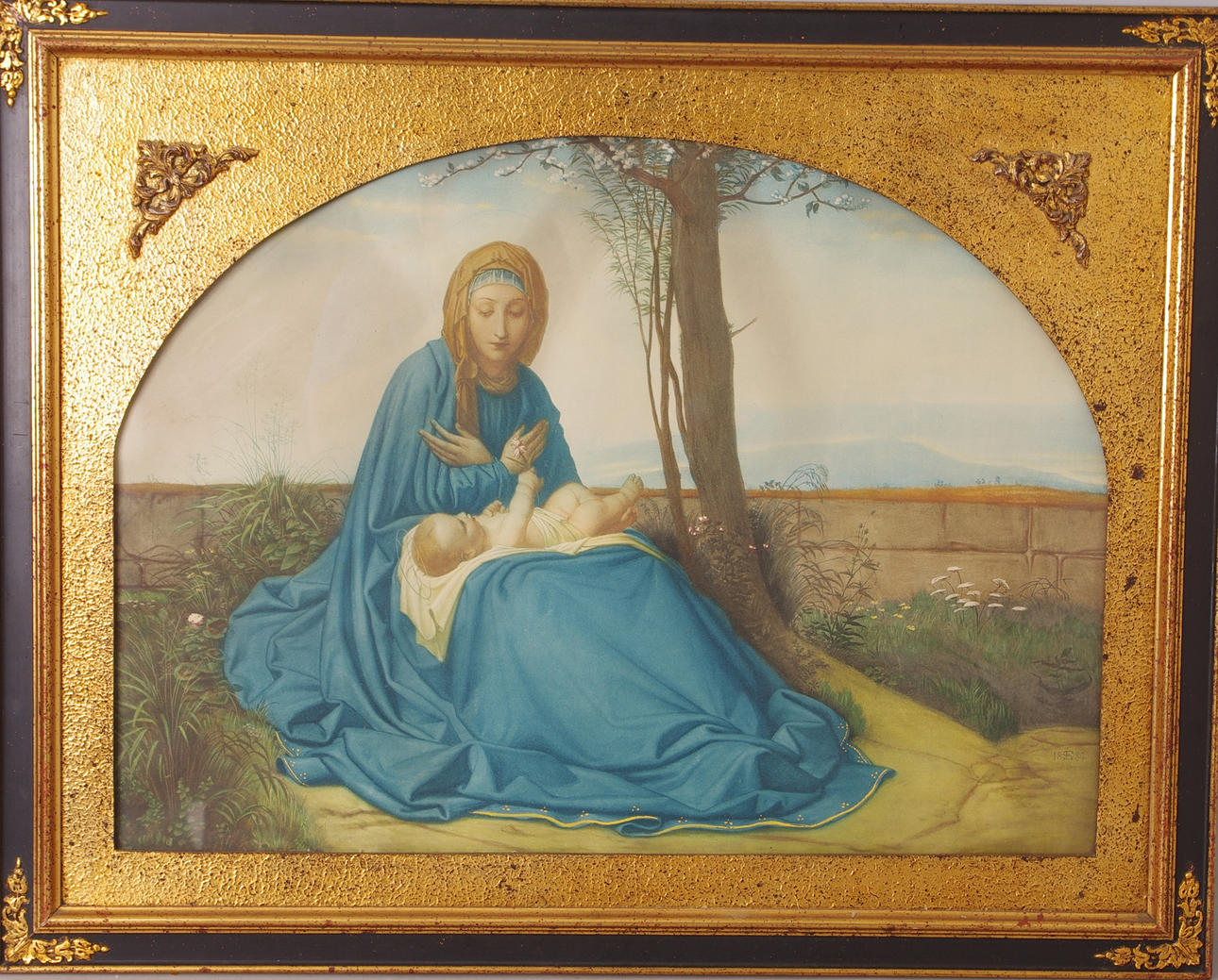 RELIGIÖS TAVLA, 1800-tal, oljetryck.