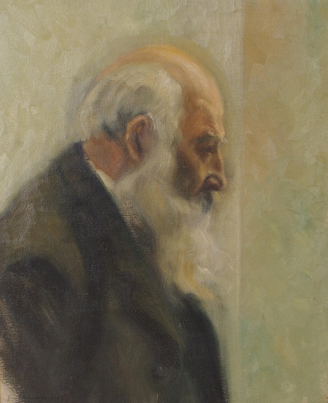 PER AUGUST SUNDBERG. Mansporträtt, olja på duk, signerad P. Sundberg 1907.