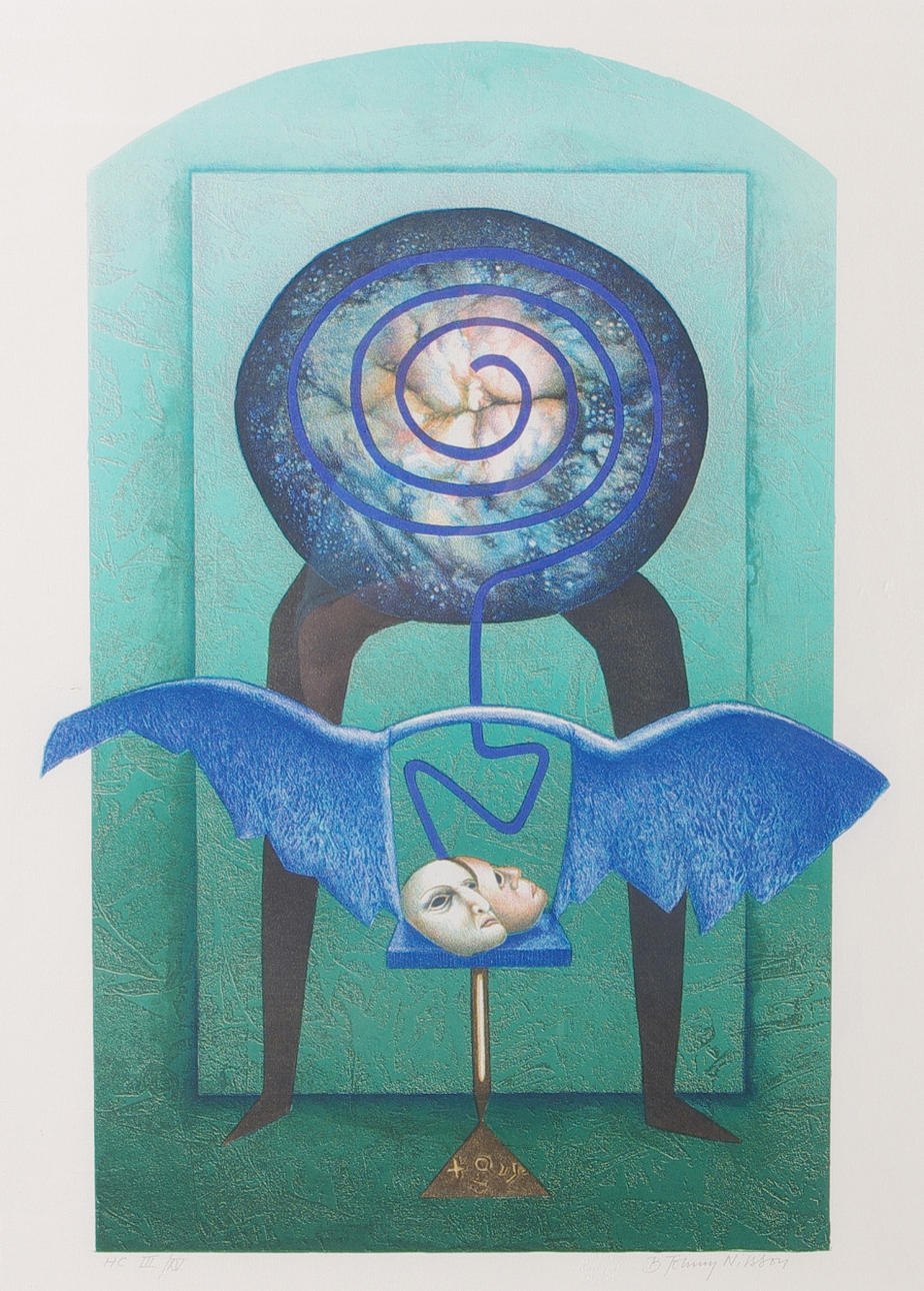 BERT JOHNNY NILSSON. Komposition, färglitografi, signerad B. Johnny Nilsson.