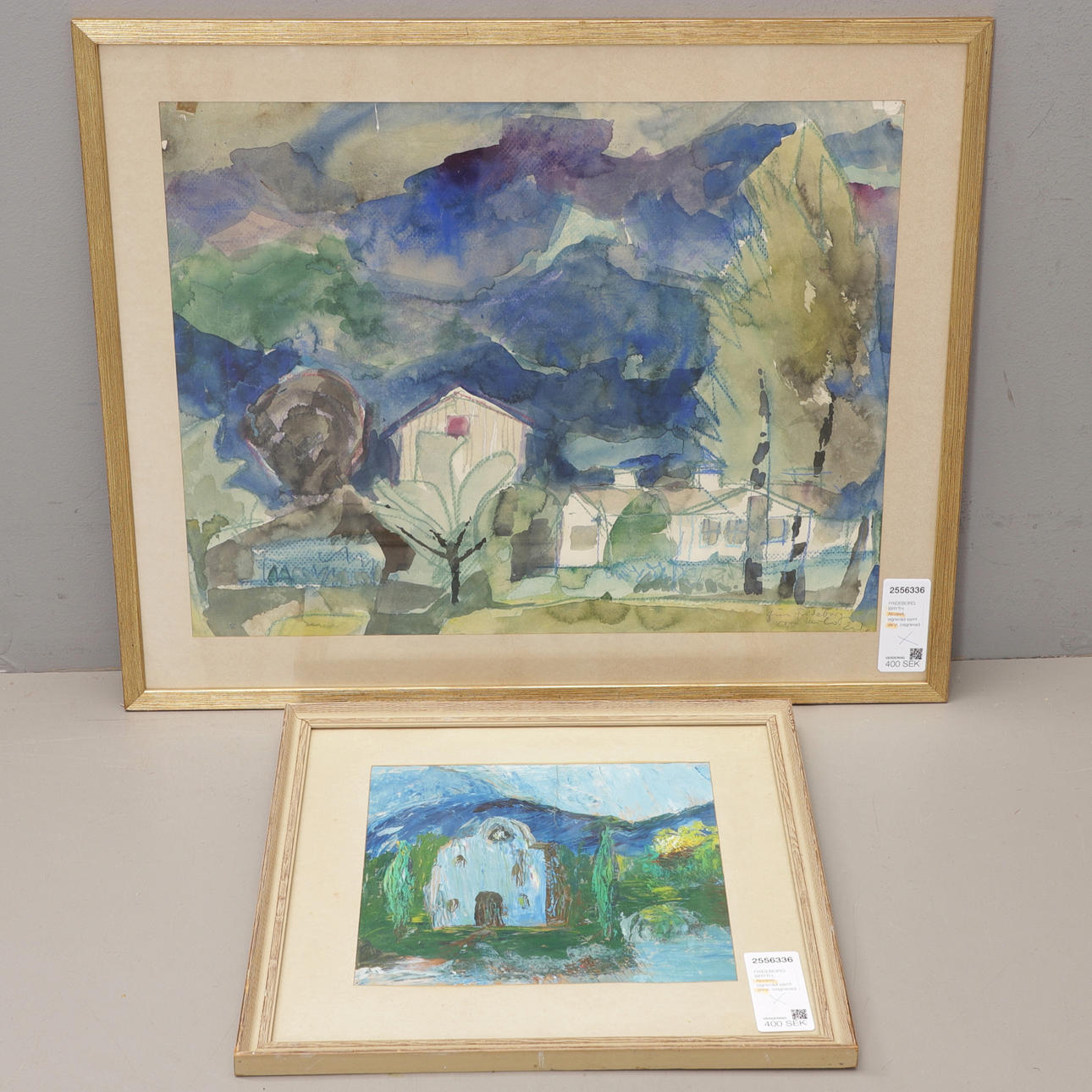 FRIDEBORG BRYTH. Watercolor, signed and acrylic, unsigned.