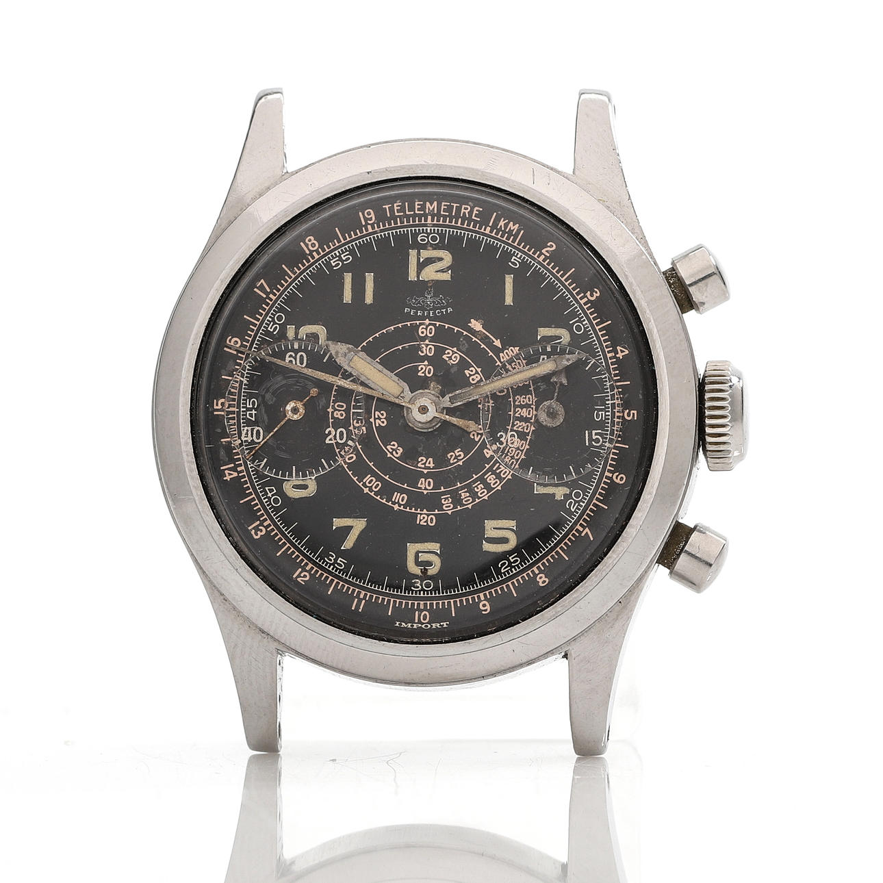 PERFECTA Wristwatch, steel, manual, chronograph with minute counter ...