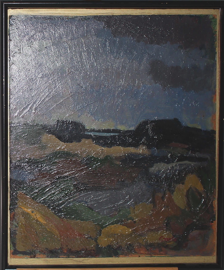 BENGT CRANTZ. olja på pannå, kustmotiv, signerad.