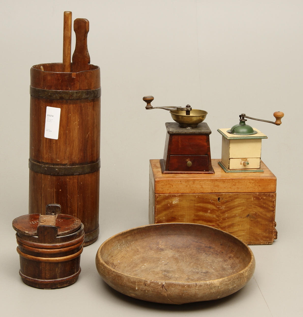 PARTI ALLMOGEFÖREMÅL, 6 delar, 1800/1900-tal.