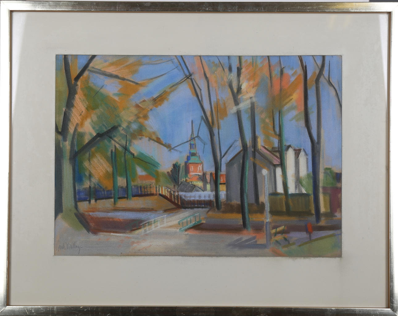 GERHARD WIHLBORG. "Höstbild Ystad, pastell, signerad.