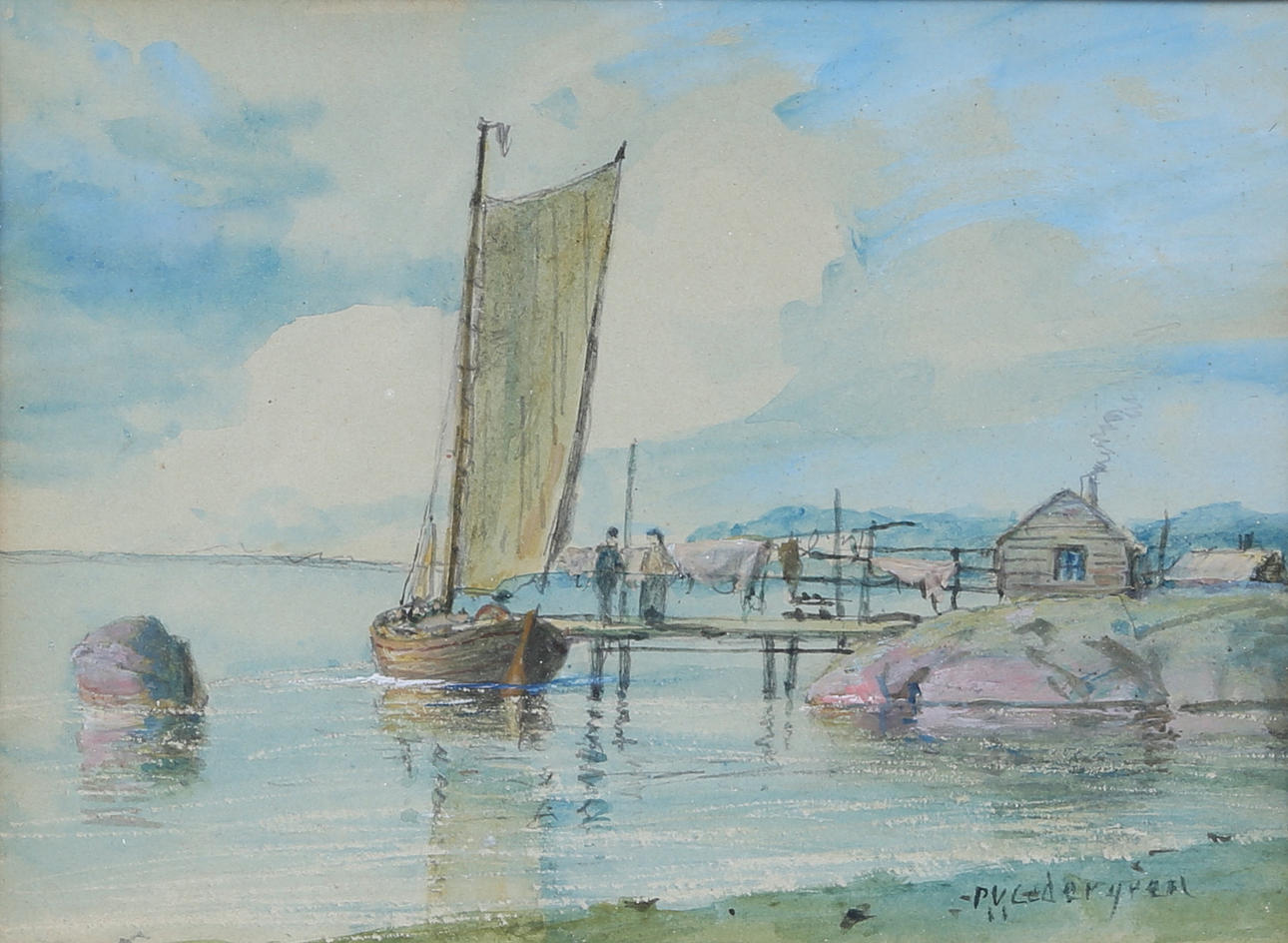 PER WILHELM CEDERGREN. akvarell, signerad.