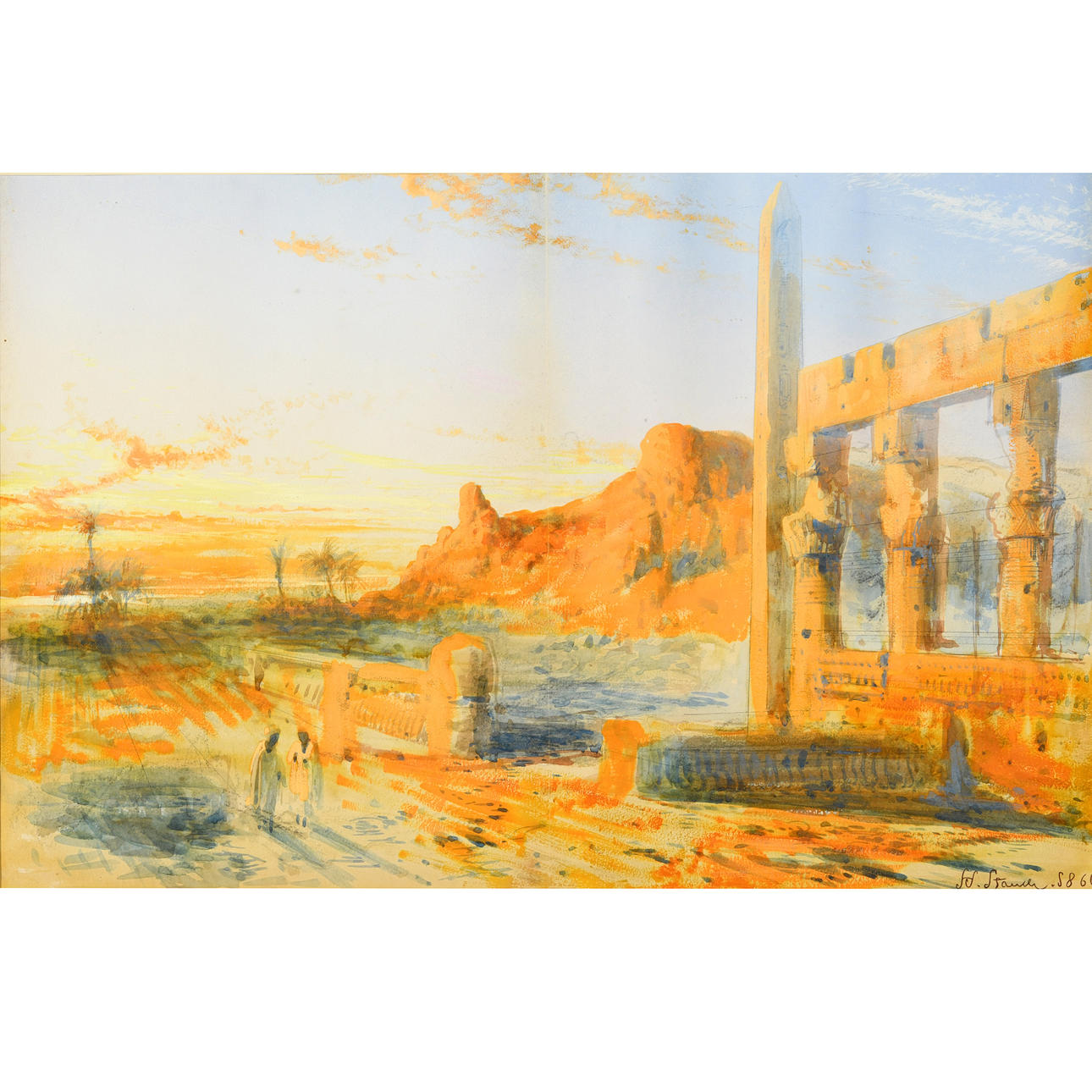 HENRY STANIER (C.1831-1894). A SCENE IN EGYPT, POSSIBLY AT THE TEMPLE OF HORUS AT EDFU.