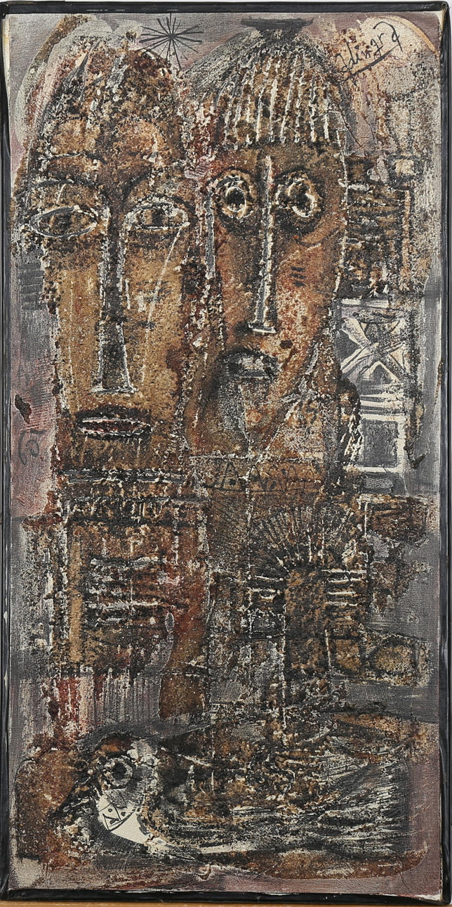 EBRIN ADINGRA. "Couple de totems", mix media, signerad.