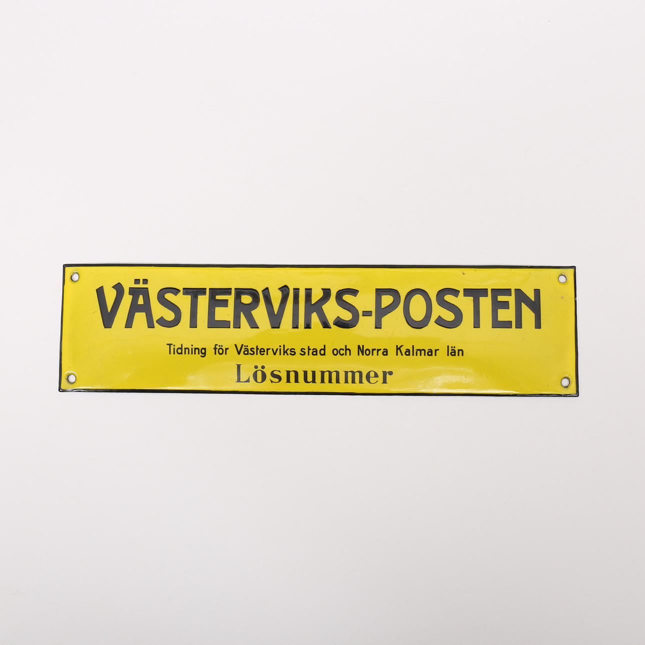 EMALJERAD SKYLT, Västerviks-Posten, 1920-tal.