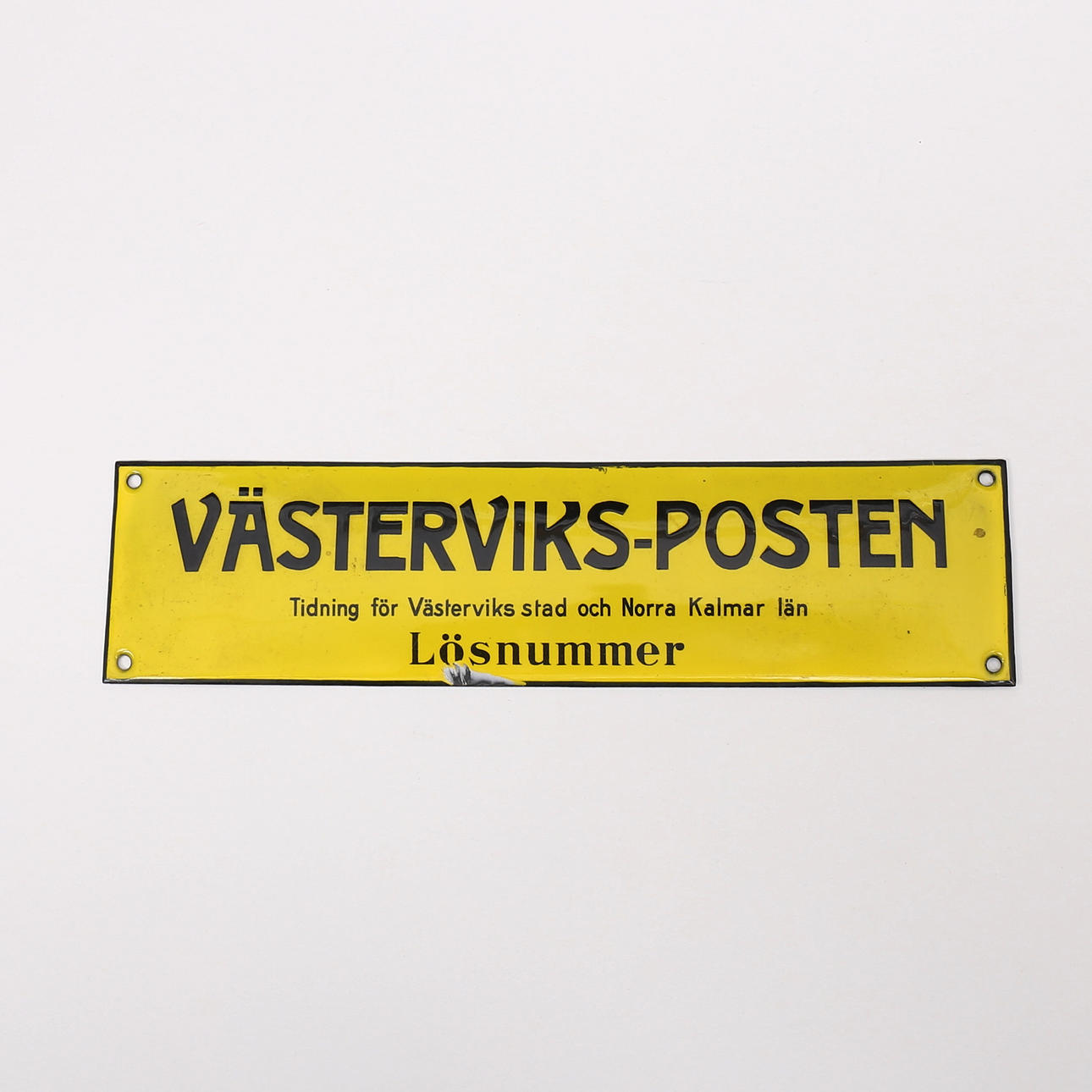 EMALJERAD SKYLT, Västerviks-Posten, 1920-tal.