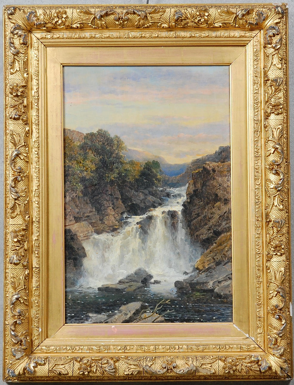 GEORGE LAW BEETHOLME. 1830-1880, England, olja på duk, " Motiv från Campsie Fells och River Towy " signerad.